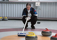 a curler lining up for his delivery