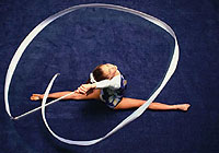 rhythmic gymnast performing a routine
