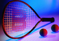 basic squash equipment: squash racket and ball