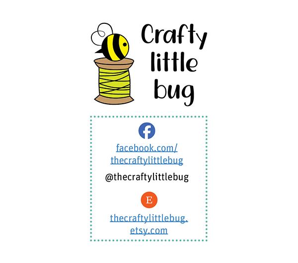 Business card: Crafty Little Bug (front)