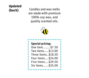 Business card: Candles and wax melts, updated (back)
