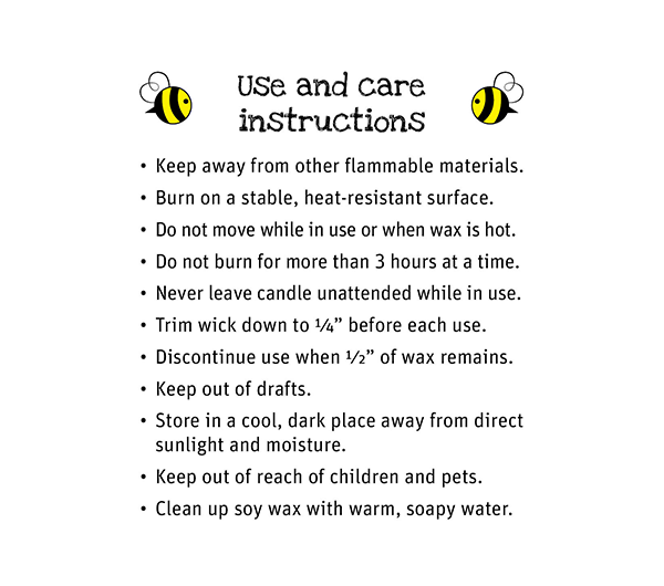 Card: Candle use and care (back)