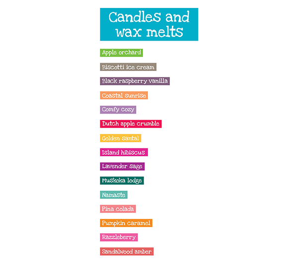 Rack card: Candles and wax melts, original (front)
