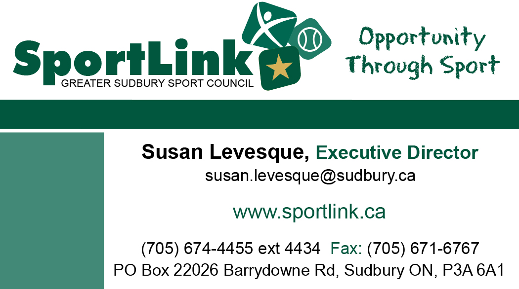 Business card: SportLink Greater Sudbury Sport Council