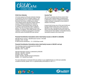 Factsheet: Licensed child care in Greater Sudbury (page 2 of 2)