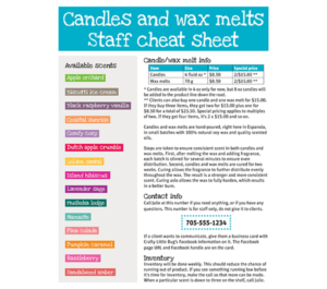 Info sheet: Candles and wax melts, for staff (page 1 of 2)