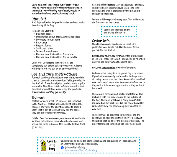 Info sheet: Candles and wax melts, for staff (page 2 of 2)