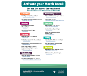 Flyer: March break and COVID-19 calendar
