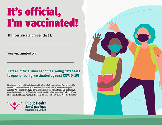 Certificate: COVID-19 vaccine for children 5-11