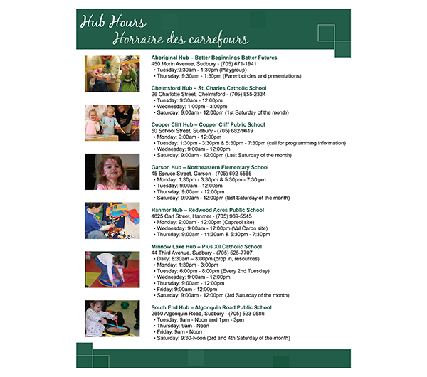 Schedule: Best Start Hubs (page 1 of 2)