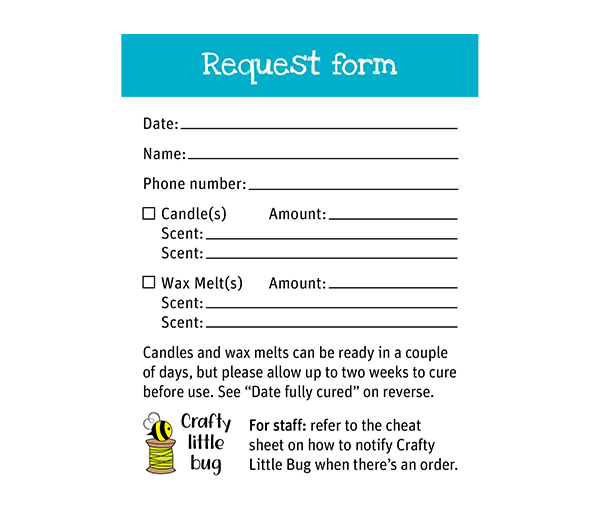 Request form: Candles and wax melts (front)