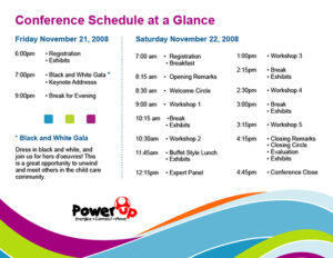Schedule: Power Up Early Learning and Child Care Symposium